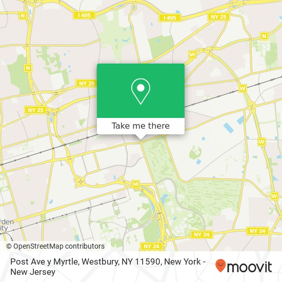 Mapa de Post Ave y Myrtle, Westbury, NY 11590