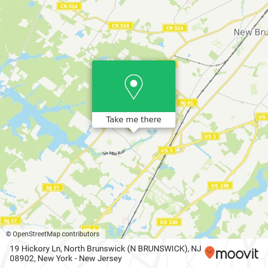 Mapa de 19 Hickory Ln, North Brunswick (N BRUNSWICK), NJ 08902