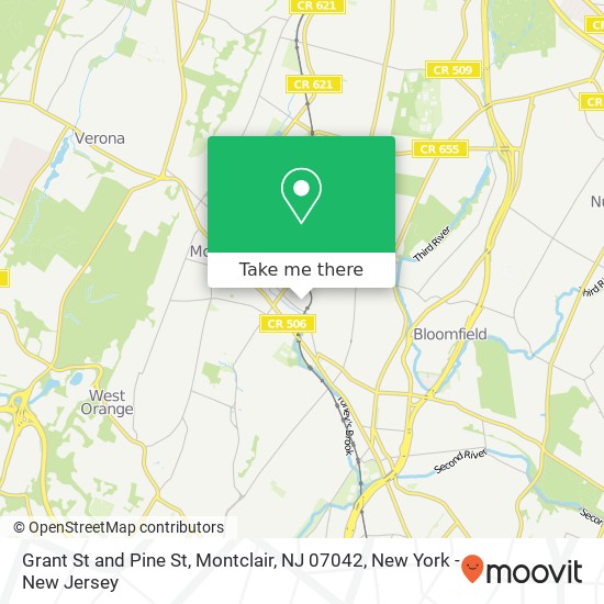 Mapa de Grant St and Pine St, Montclair, NJ 07042