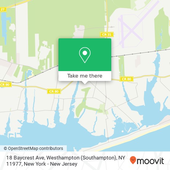 Mapa de 18 Baycrest Ave, Westhampton (Southampton), NY 11977