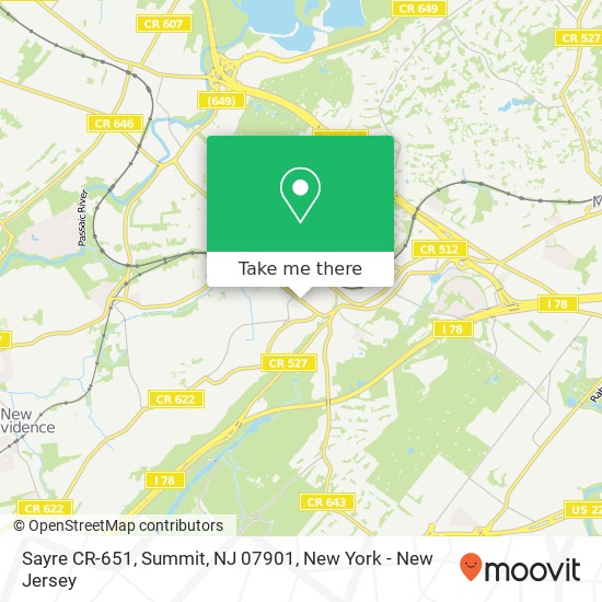 Mapa de Sayre CR-651, Summit, NJ 07901