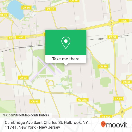 Mapa de Cambridge Ave Saint Charles St, Holbrook, NY 11741