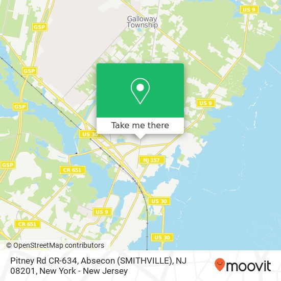 Mapa de Pitney Rd CR-634, Absecon (SMITHVILLE), NJ 08201