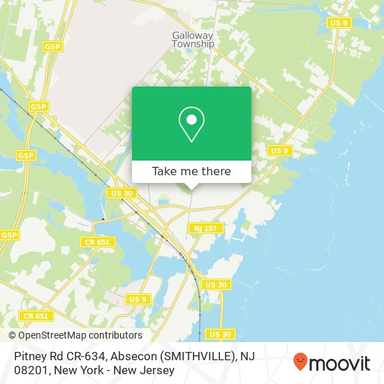 Mapa de Pitney Rd CR-634, Absecon (SMITHVILLE), NJ 08201