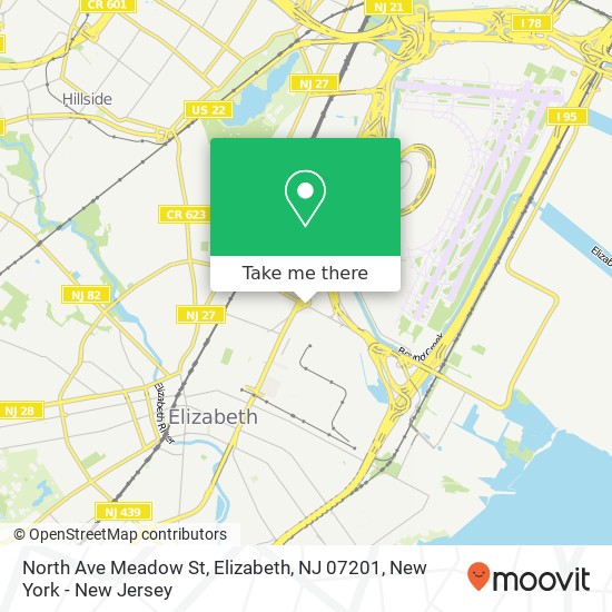 Mapa de North Ave Meadow St, Elizabeth, NJ 07201