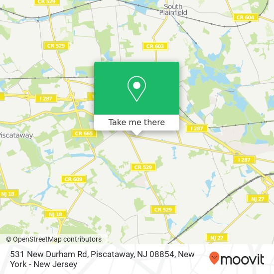 Mapa de 531 New Durham Rd, Piscataway, NJ 08854