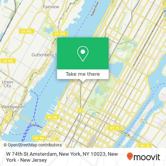 Mapa de W 74th St Amsterdam, New York, NY 10023