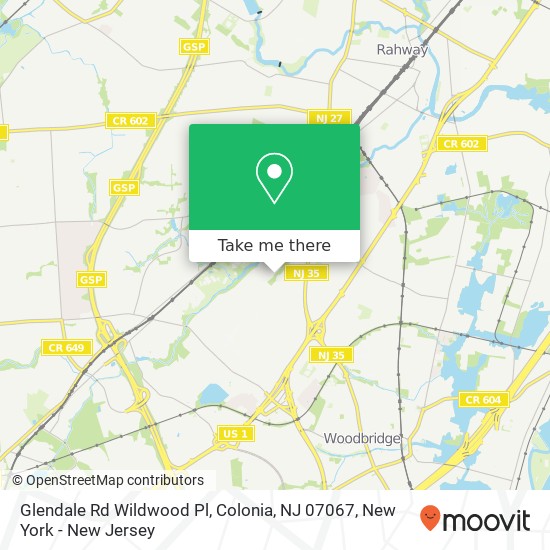 Mapa de Glendale Rd Wildwood Pl, Colonia, NJ 07067