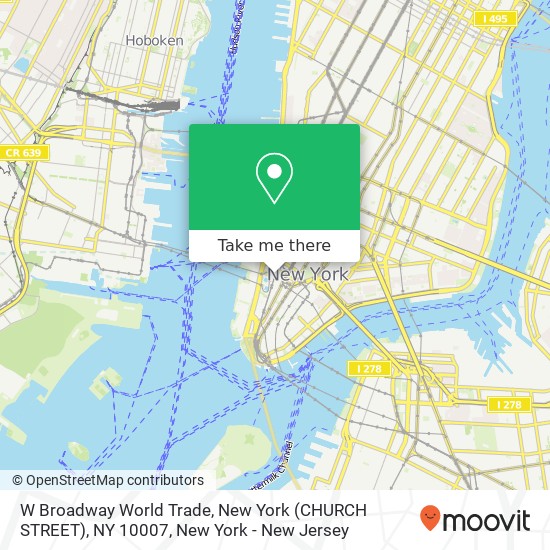 Mapa de W Broadway World Trade, New York (CHURCH STREET), NY 10007