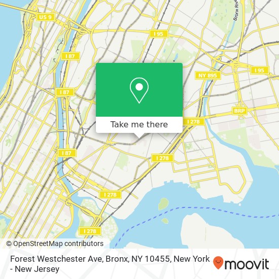 Mapa de Forest Westchester Ave, Bronx, NY 10455