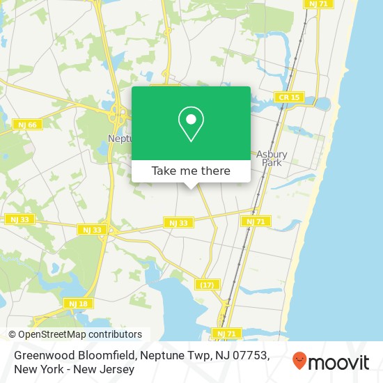 Mapa de Greenwood Bloomfield, Neptune Twp, NJ 07753