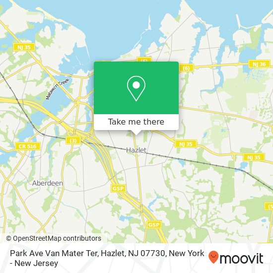 Mapa de Park Ave Van Mater Ter, Hazlet, NJ 07730