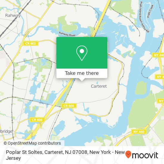 Mapa de Poplar St Soltes, Carteret, NJ 07008