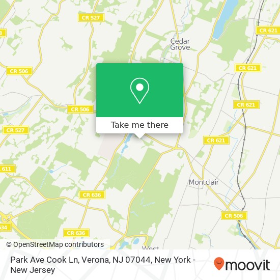 Mapa de Park Ave Cook Ln, Verona, NJ 07044