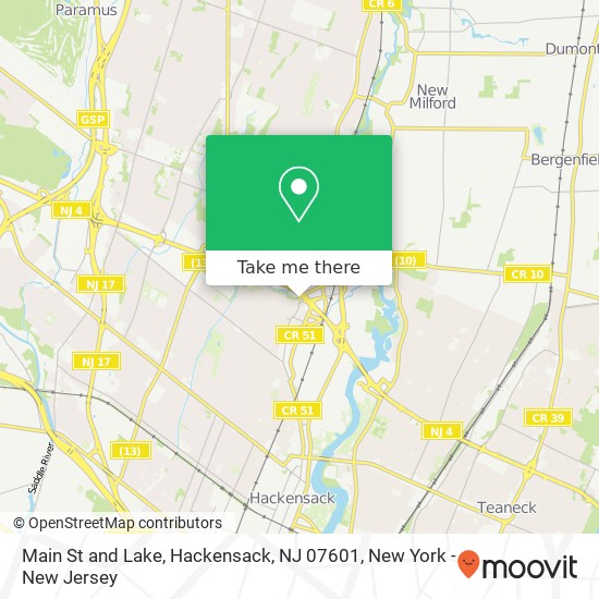 Mapa de Main St and Lake, Hackensack, NJ 07601