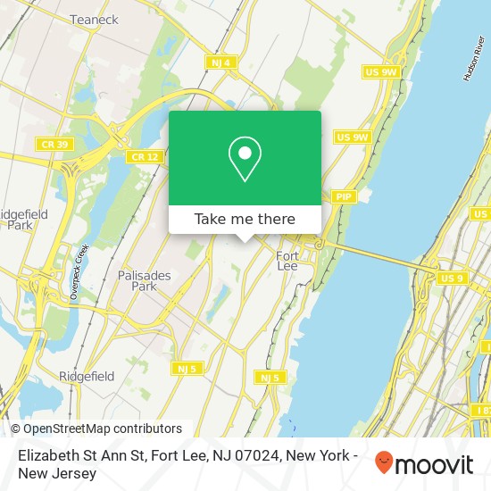 Mapa de Elizabeth St Ann St, Fort Lee, NJ 07024