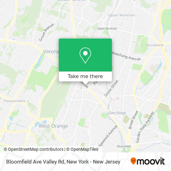 Bloomfield Ave Valley Rd map