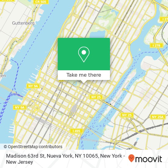 Mapa de Madison 63rd St, Nueva York, NY 10065