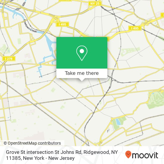 Mapa de Grove St intersection St Johns Rd, Ridgewood, NY 11385