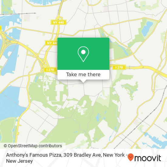 Mapa de Anthony's Famous Pizza, 309 Bradley Ave