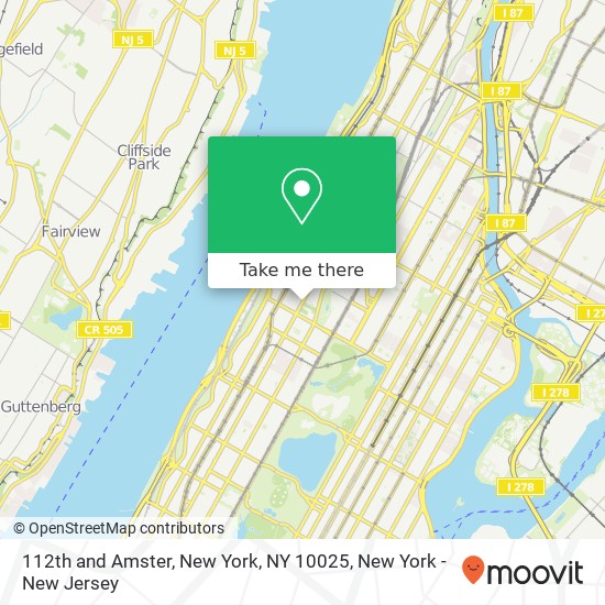 112th and Amster, New York, NY 10025 map