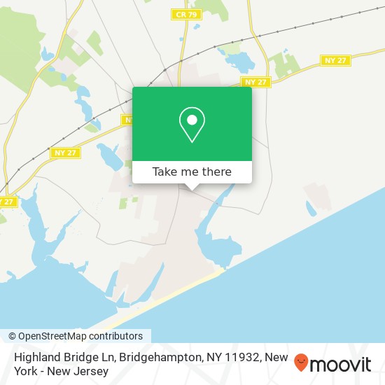 Mapa de Highland Bridge Ln, Bridgehampton, NY 11932