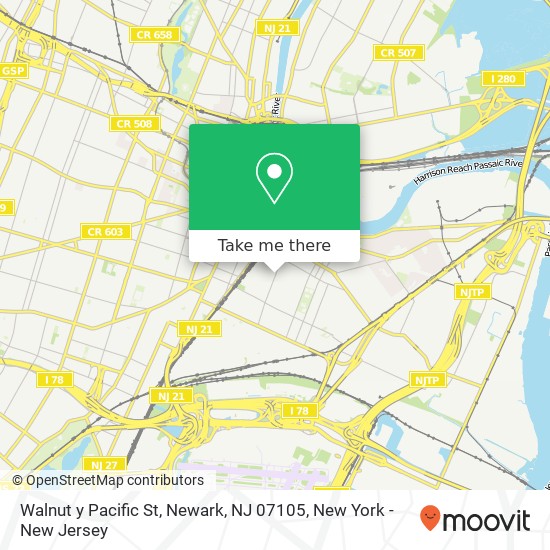 Mapa de Walnut y Pacific St, Newark, NJ 07105