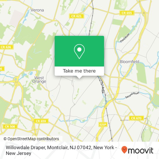 Mapa de Willowdale Draper, Montclair, NJ 07042