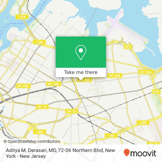 Mapa de Aditya M. Derasari, MD, 72-06 Northern Blvd