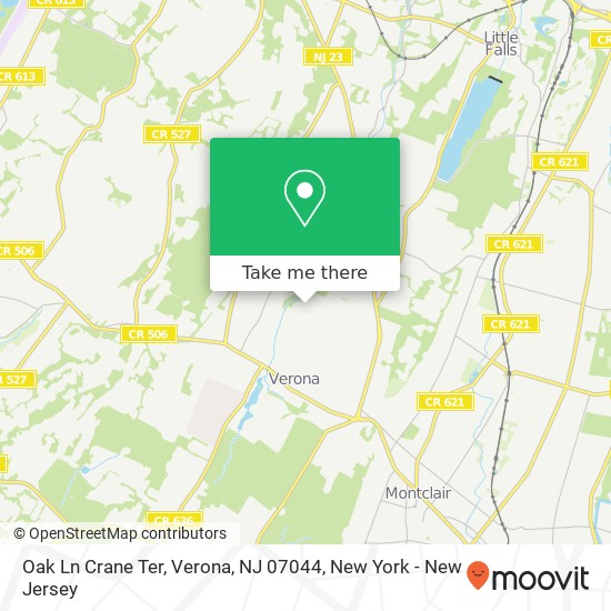 Mapa de Oak Ln Crane Ter, Verona, NJ 07044
