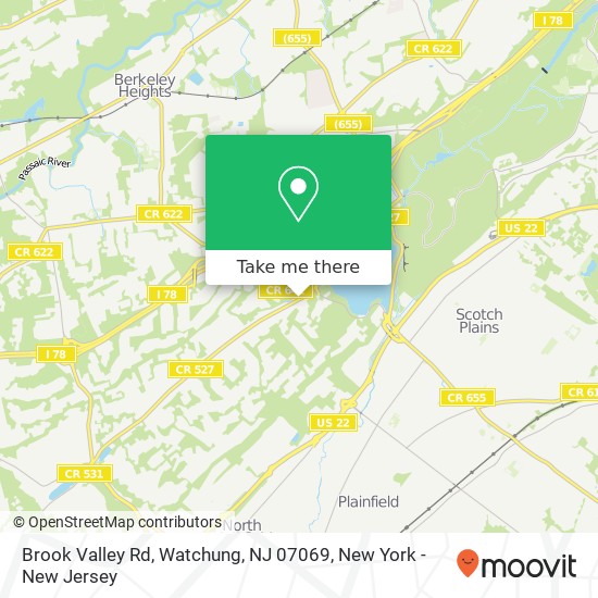 Mapa de Brook Valley Rd, Watchung, NJ 07069