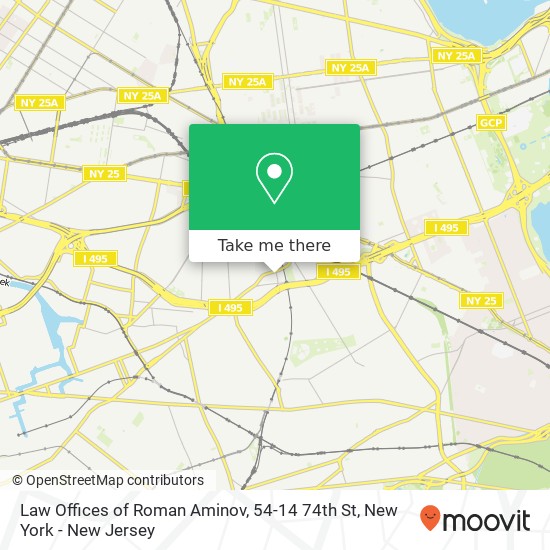 Mapa de Law Offices of Roman Aminov, 54-14 74th St