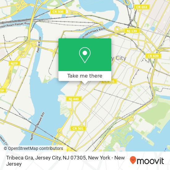 Mapa de Tribeca Gra, Jersey City, NJ 07305