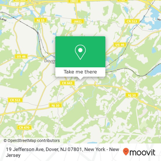 Mapa de 19 Jefferson Ave, Dover, NJ 07801