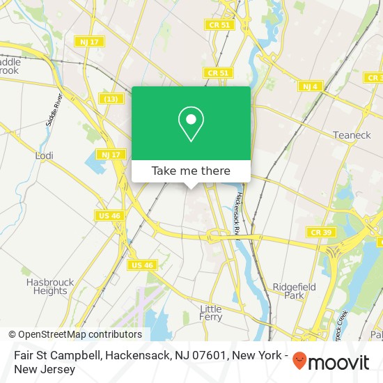 Mapa de Fair St Campbell, Hackensack, NJ 07601