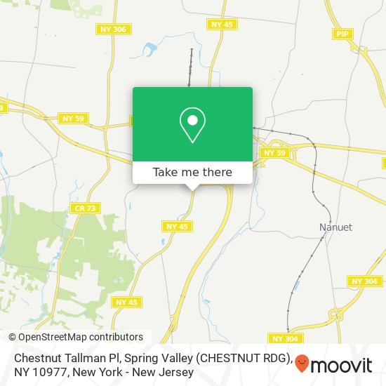 Mapa de Chestnut Tallman Pl, Spring Valley (CHESTNUT RDG), NY 10977