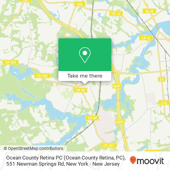 Ocean County Retina PC (Ocean County Retina, PC), 551 Newman Springs Rd map