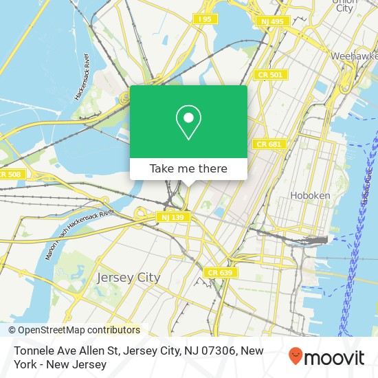 Tonnele Ave Allen St, Jersey City, NJ 07306 map