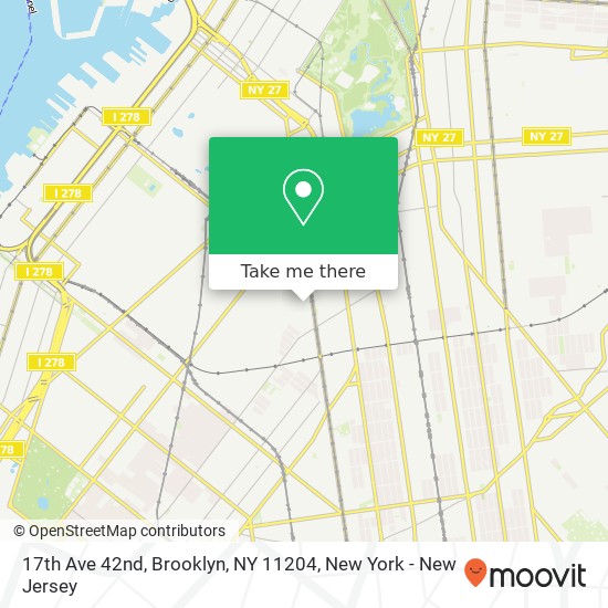 Mapa de 17th Ave 42nd, Brooklyn, NY 11204