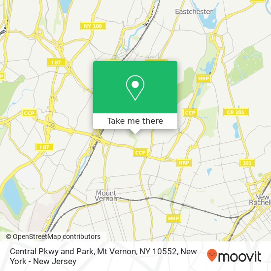 Mapa de Central Pkwy and Park, Mt Vernon, NY 10552