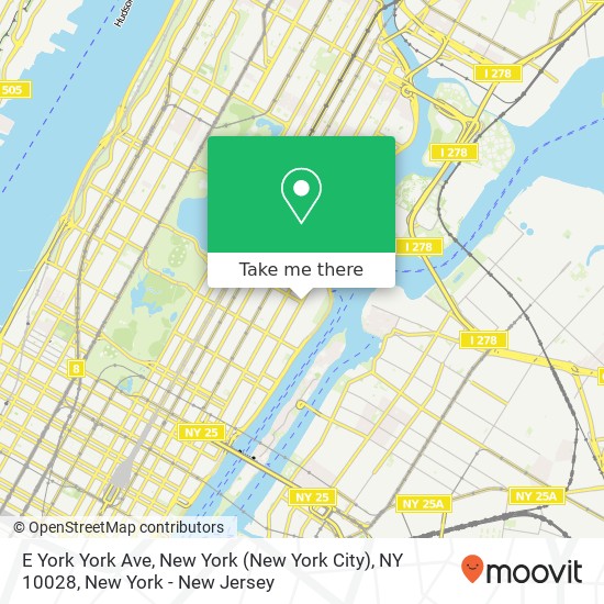 E York York Ave, New York (New York City), NY 10028 map