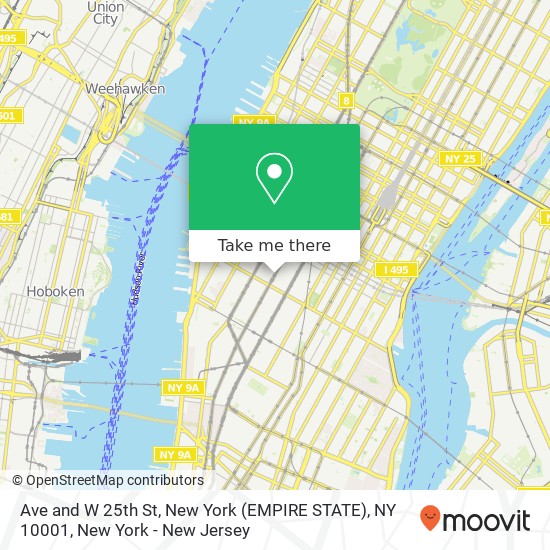 Mapa de Ave and W 25th St, New York (EMPIRE STATE), NY 10001