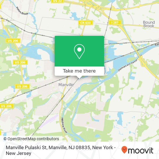 Mapa de Manville Pulaski St, Manville, NJ 08835