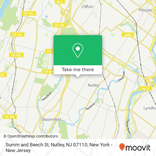 Mapa de Summ and Beech St, Nutley, NJ 07110