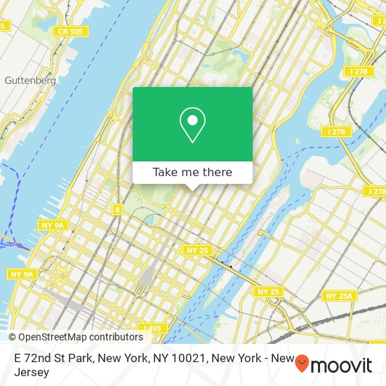 Mapa de E 72nd St Park, New York, NY 10021