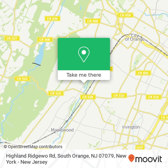 Mapa de Highland Ridgewo Rd, South Orange, NJ 07079