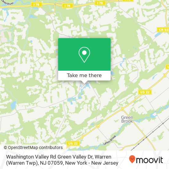 Mapa de Washington Valley Rd Green Valley Dr, Warren (Warren Twp), NJ 07059