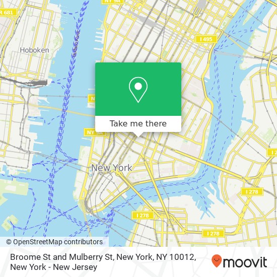 Broome St and Mulberry St, New York, NY 10012 map