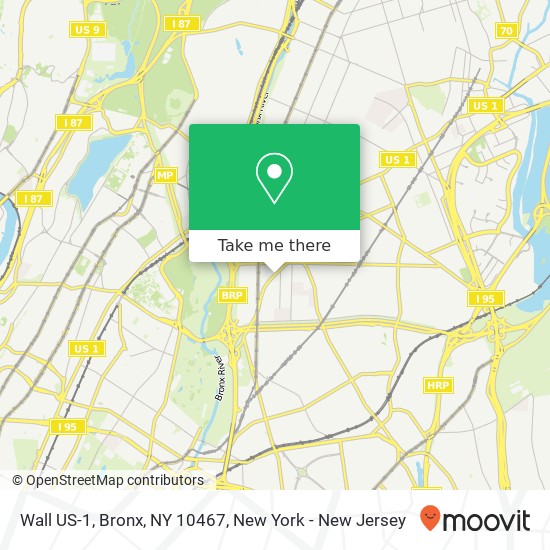 Mapa de Wall US-1, Bronx, NY 10467