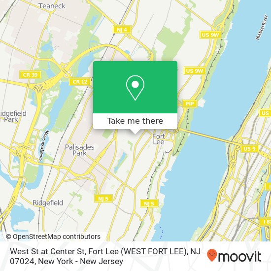 Mapa de West St at Center St, Fort Lee (WEST FORT LEE), NJ 07024